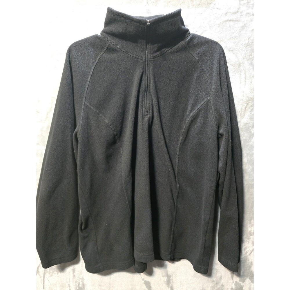 Lands' End 1/2 Zip Pullover Fleece Sweatshirt Black Womens 1X 16W-18W